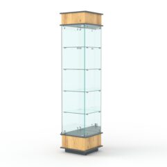 Витрина ФАНТАЗИЯ №3-2 (задняя стенка - зеркало), Дуб Золотистый и Темно-Серый