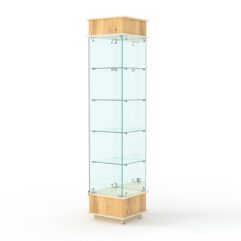 Витрина ФАНТАЗИЯ №3-2 (задняя стенка - зеркало), Дуб Золотистый и Крем Вайс