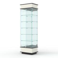 Витрина ФАНТАЗИЯ №5-2 (задняя стенка - зеркало), Белый и Черный