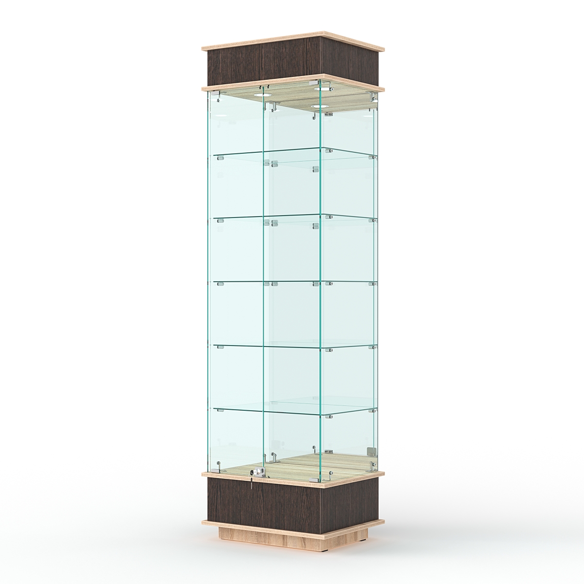 Витрина ФАНТАЗИЯ №5-2 (задняя стенка - зеркало), Дуб Венге и Дуб Сонома