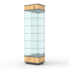 Витрина ФАНТАЗИЯ №5-2 (задняя стенка - зеркало), Дуб Золотистый и Темно-Серый