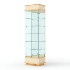 Витрина ФАНТАЗИЯ №5-2 (задняя стенка - зеркало), Крем Вайс и Дуб Золотистый