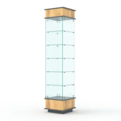 Витрина ФАНТАЗИЯ №6-1 (задняя стенка - стекло), Дуб Золотистый и Темно-Серый