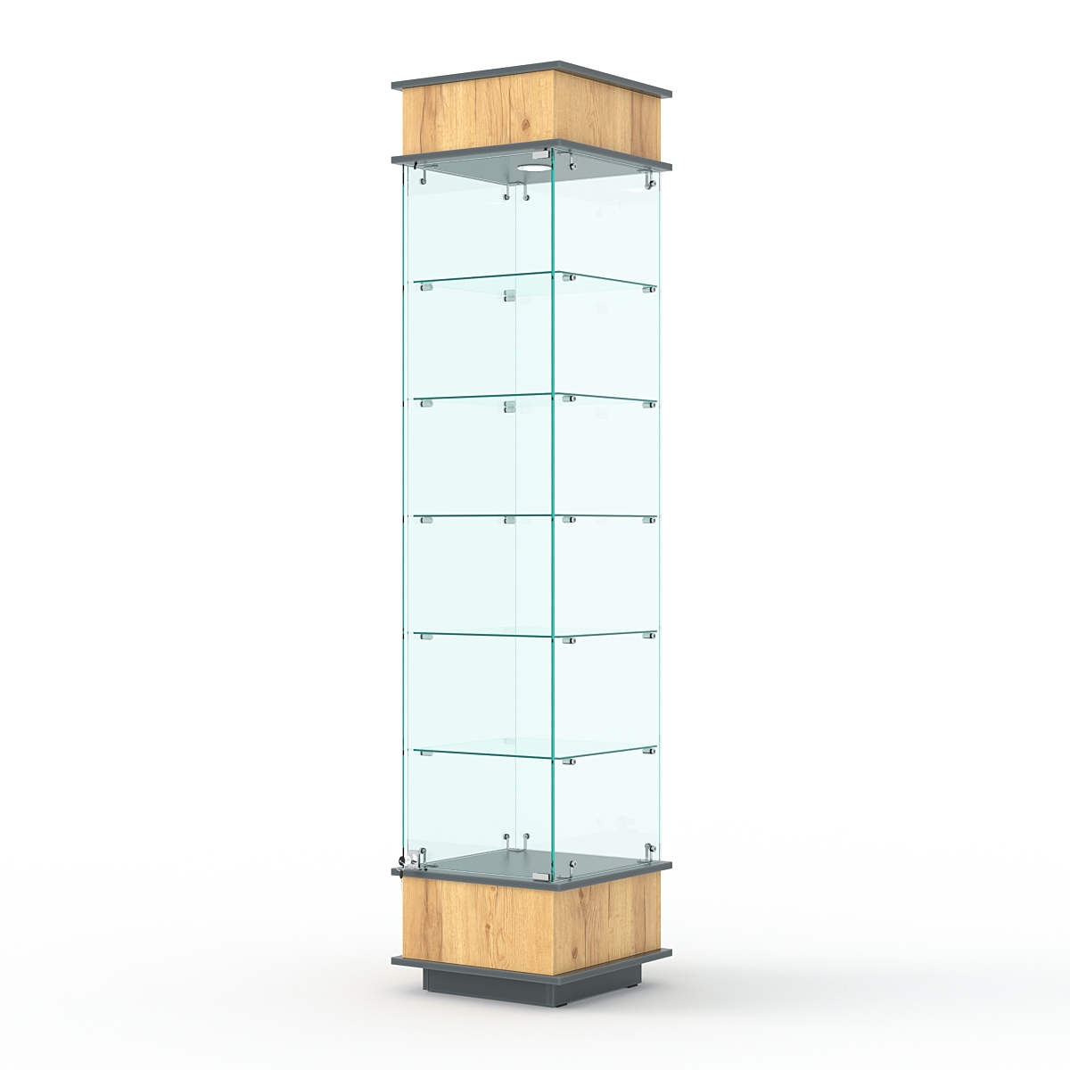 Витрина ФАНТАЗИЯ №6-1 (задняя стенка - стекло), Дуб Золотистый и Темно-Серый