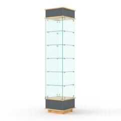 Витрина ФАНТАЗИЯ №6-1 (задняя стенка - стекло), Темно-серый и Дуб Золотистый