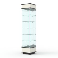 Витрина ФАНТАЗИЯ №6-2 (задняя стенка - зеркало), Белый и Черный