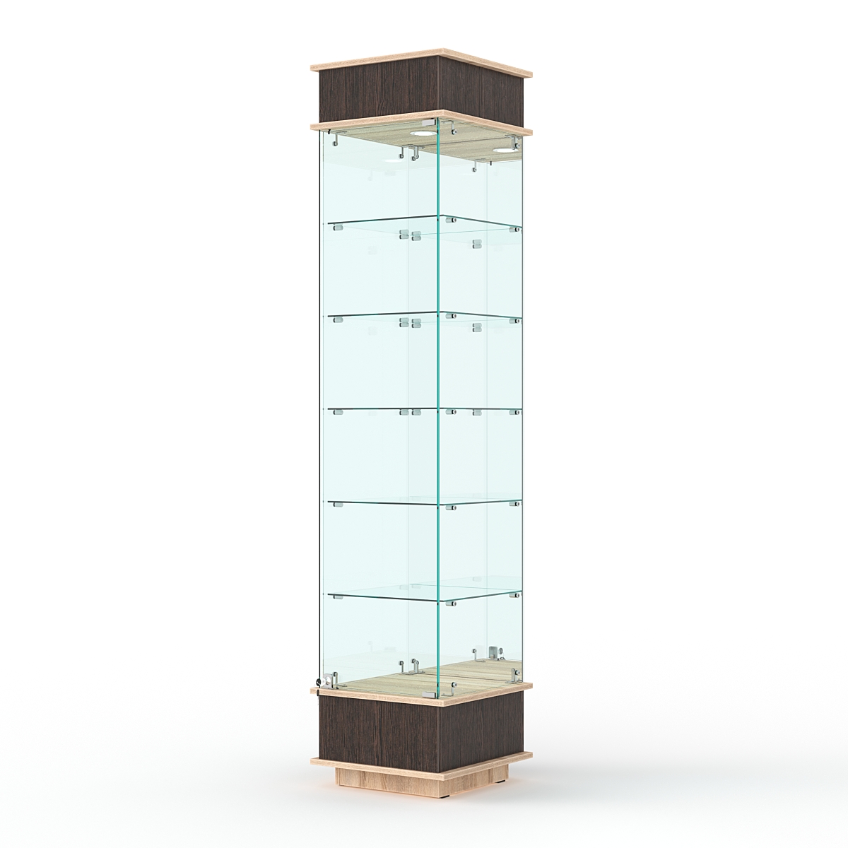 Витрина ФАНТАЗИЯ №6-2 (задняя стенка - зеркало), Дуб Венге и Дуб Сонома