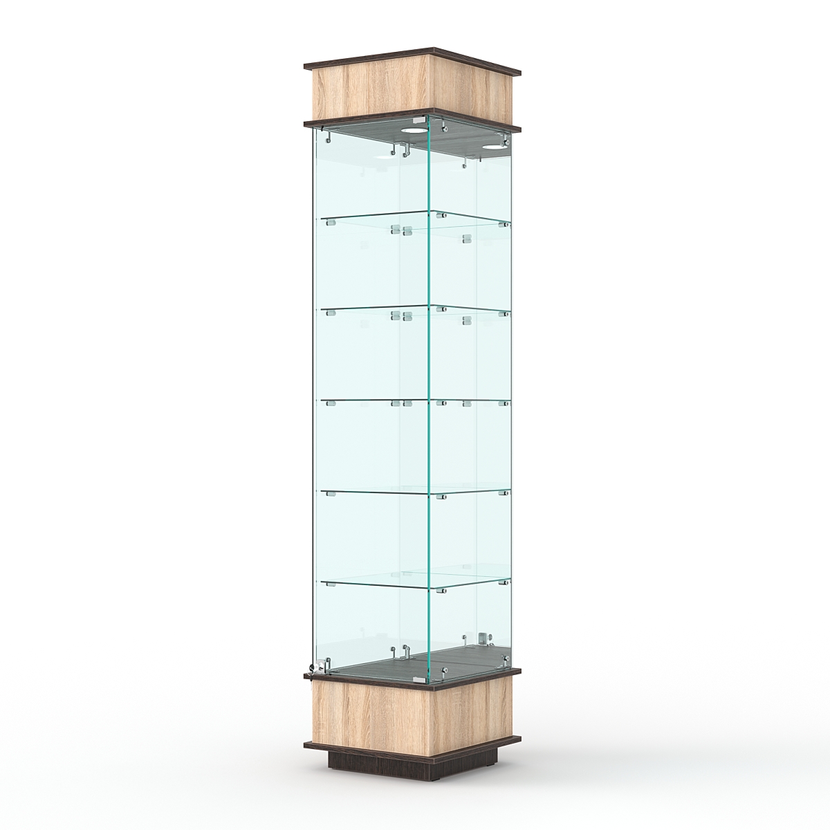 Витрина ФАНТАЗИЯ №6-2 (задняя стенка - зеркало), Дуб Сонома + Дуб Венге