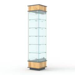 Витрина ФАНТАЗИЯ №6-2 (задняя стенка - зеркало), Дуб Золотистый и Темно-Серый