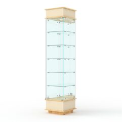 Витрина ФАНТАЗИЯ №6-2 (задняя стенка - зеркало), Крем Вайс и Дуб Золотистый